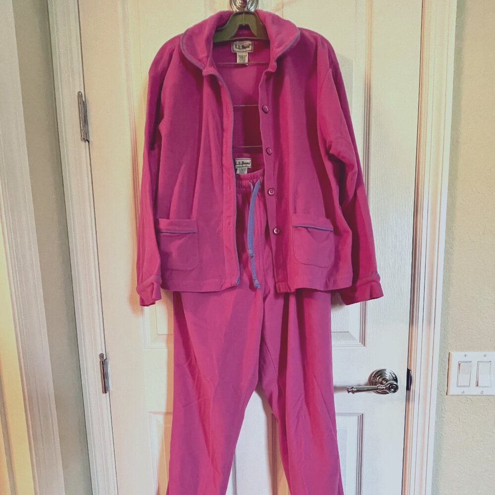 LL Bean Womens 2 Piece Loungewear/Pajamas Size M Fushsia/Periwinkle